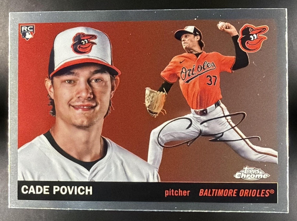 CADE POVICH 2025 TOPPS CHROME PLATINUM ANNIVERSARY #319 RC ORIOLES