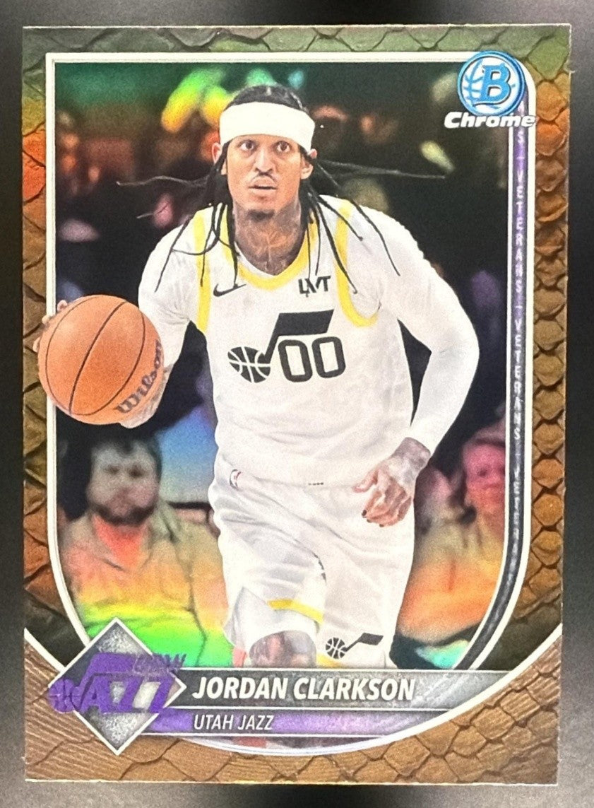 JORDAN CLARKSON 2025-26 BOWMAN #BCV-190 CHROME REPTILIAN REFRACTOR JAZZ