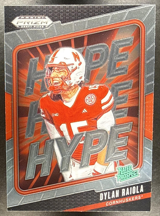 DYLAN RAIOLA 2025 PANINI PRIZM DRAFT PICKS #23 HYPE CORNHUSKERS
