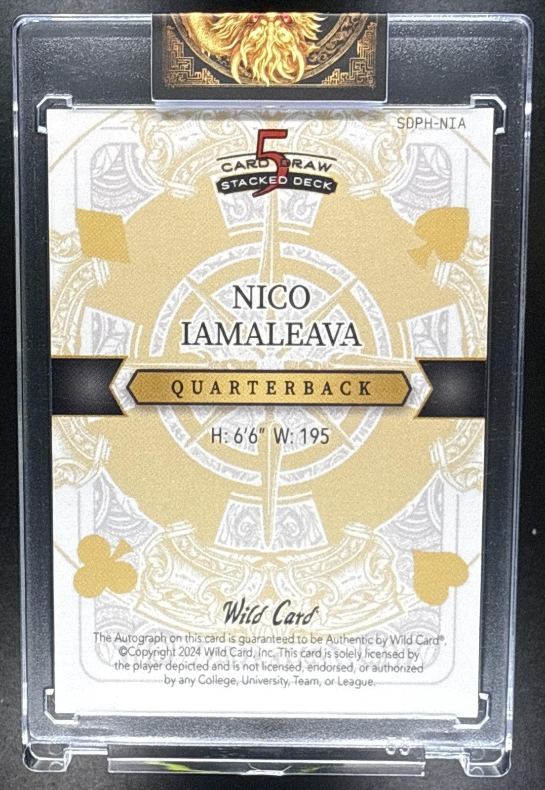 2024 WILD CARD NICO IAMALEAVA 1/1 AUTO STACKED DECK 5 CARD DRAW SSP