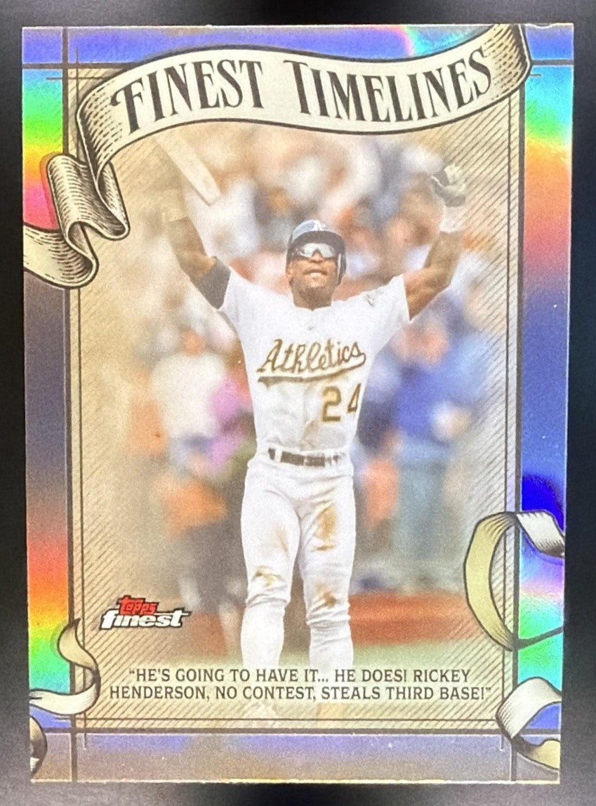 RICKEY HENDERSON 2026 TOPPS FINEST #FT-24 TIMELINES REFRACTOR ATHLETICS