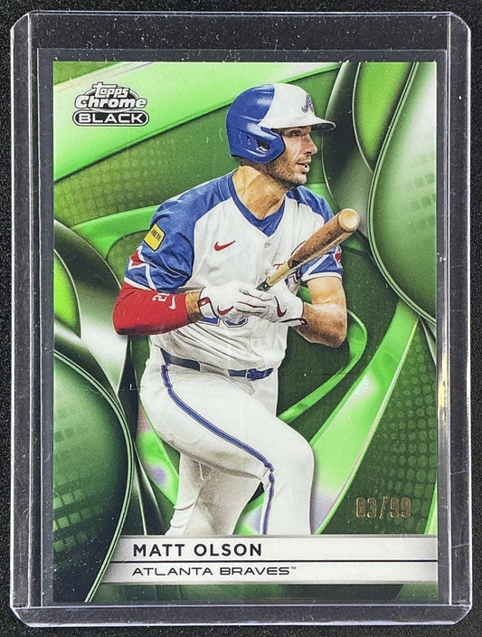 MATT OLSON 2025 TOPPS CHROME BLACK #91 GREEN REFRACTOR 3/99 BRAVES