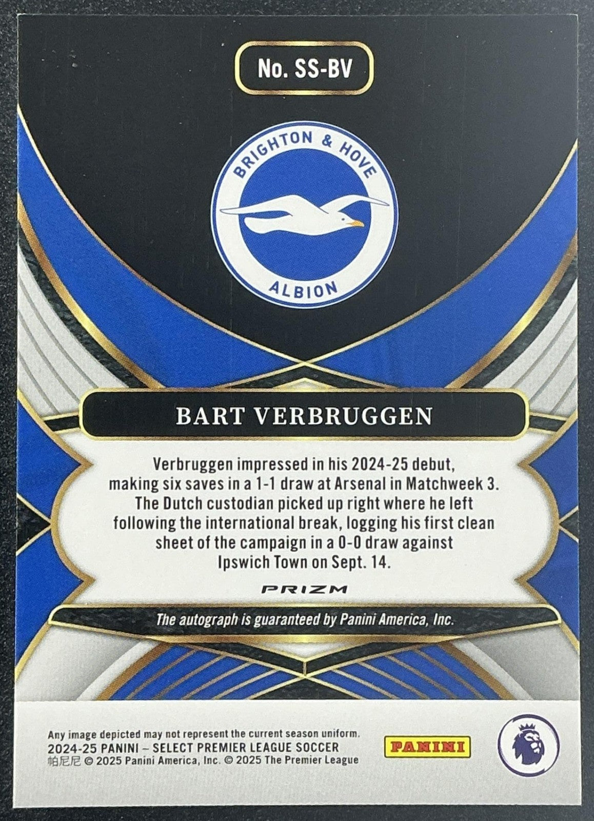 2024 Panini Select Premier League Bart Verbruggen Signatures Blue Pulsar Auto