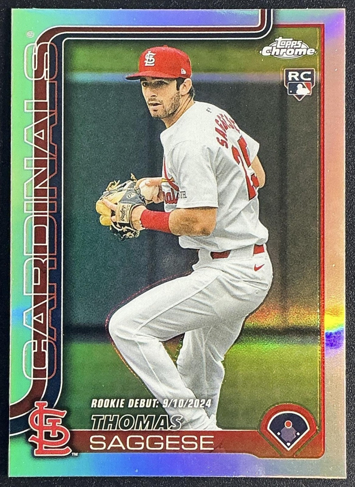 THOMAS SAGGESE 2025 TOPPS CHROME UPDATE #USC157 REFRACTOR RC CARDINALS