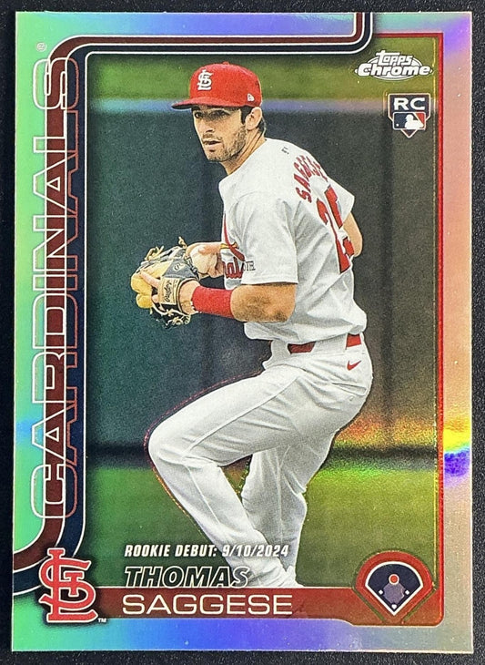 THOMAS SAGGESE 2025 TOPPS CHROME UPDATE #USC157 REFRACTOR RC CARDINALS