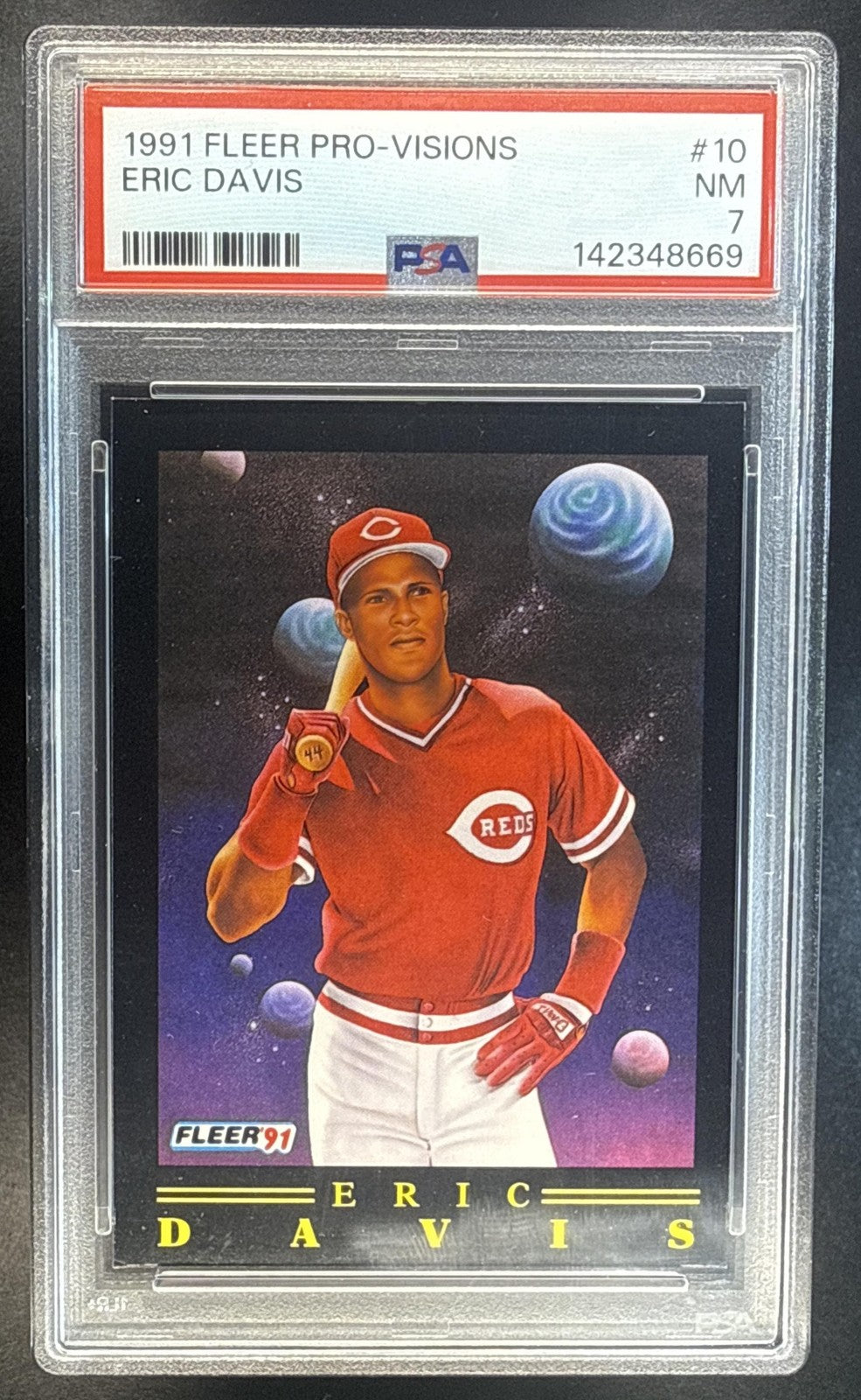 ERIC DAVIS 1991 FLEER #10 PRO VISIONS BLACK REDS PSA 7
