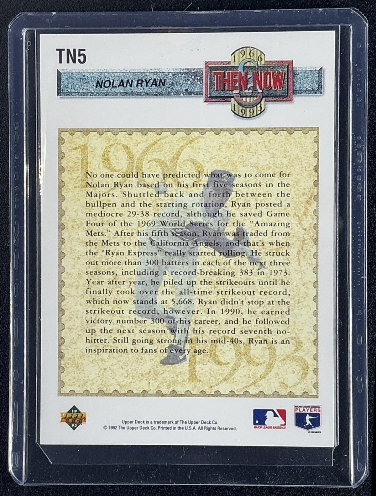 NOLAN RYAN 1993 UPPER DECK #TN5 THEN AND NOW PADRES
