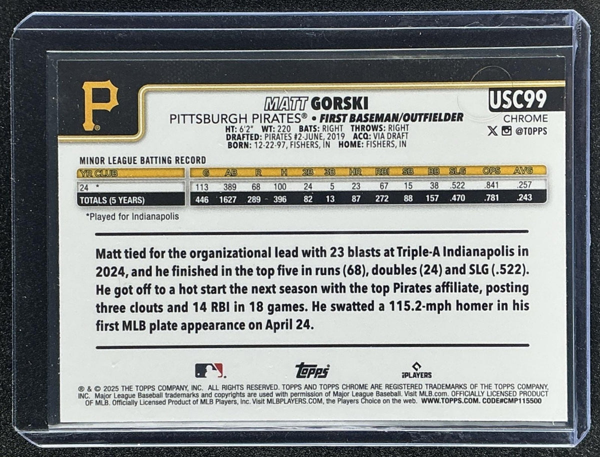 MATT GORSKI 2025 TOPPS CHROME UPDATE #USC99 TEAL REFRACTOR 21/299 RC PIRATES