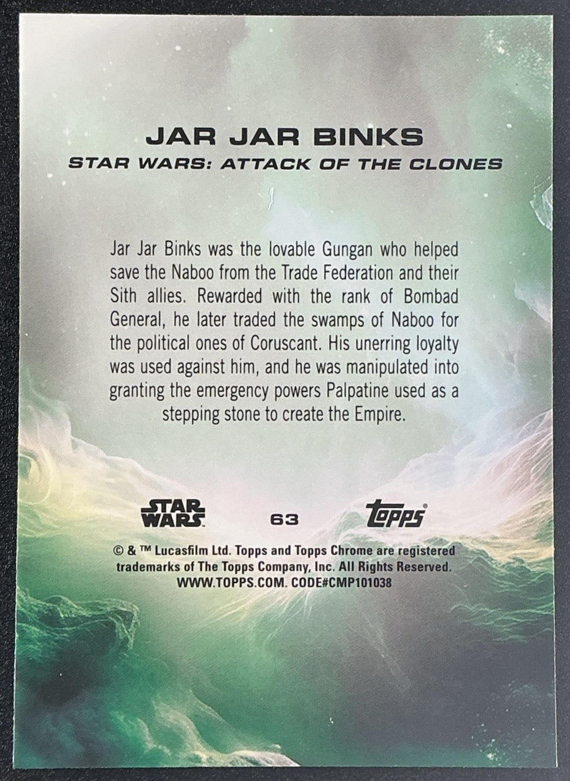 JAR BINKS 2025 TOPPS CHROME STAR WARS SAPPHIRE #63