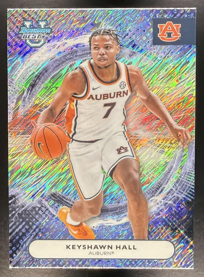 KEYSHAWN HALL 2025-26 BOWMAN BEST UNIVERSITY #68 SHIMMER REFRACTOR TIGERS