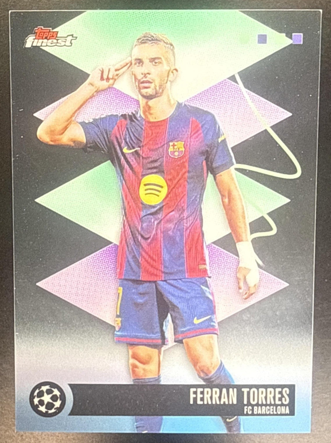 FERRAN TORRES 2025-26 TOPPS UEFA CLUB COMPETITION FINEST #497 RARE BARCELONA