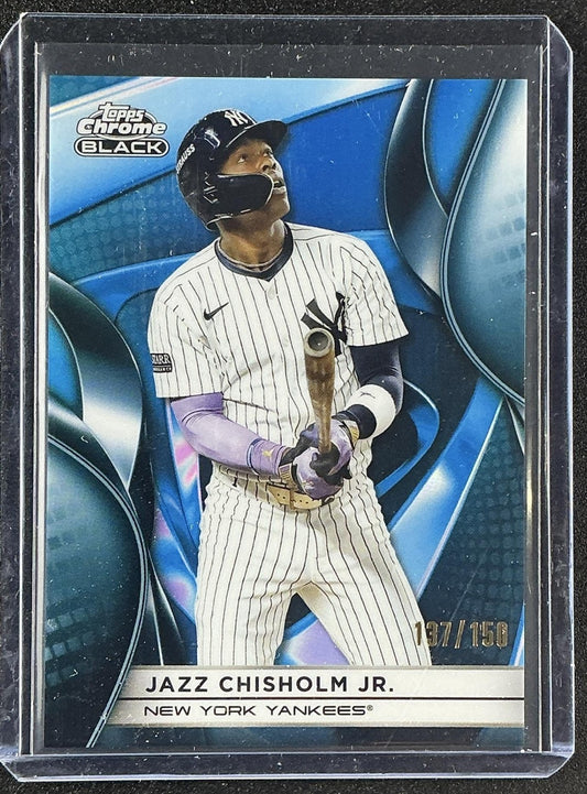 JAZZ CHISHOLM JR. 2025 TOPPS CHROME BLACK #144 BLUE REFRACTOR 137/150 YANKEES