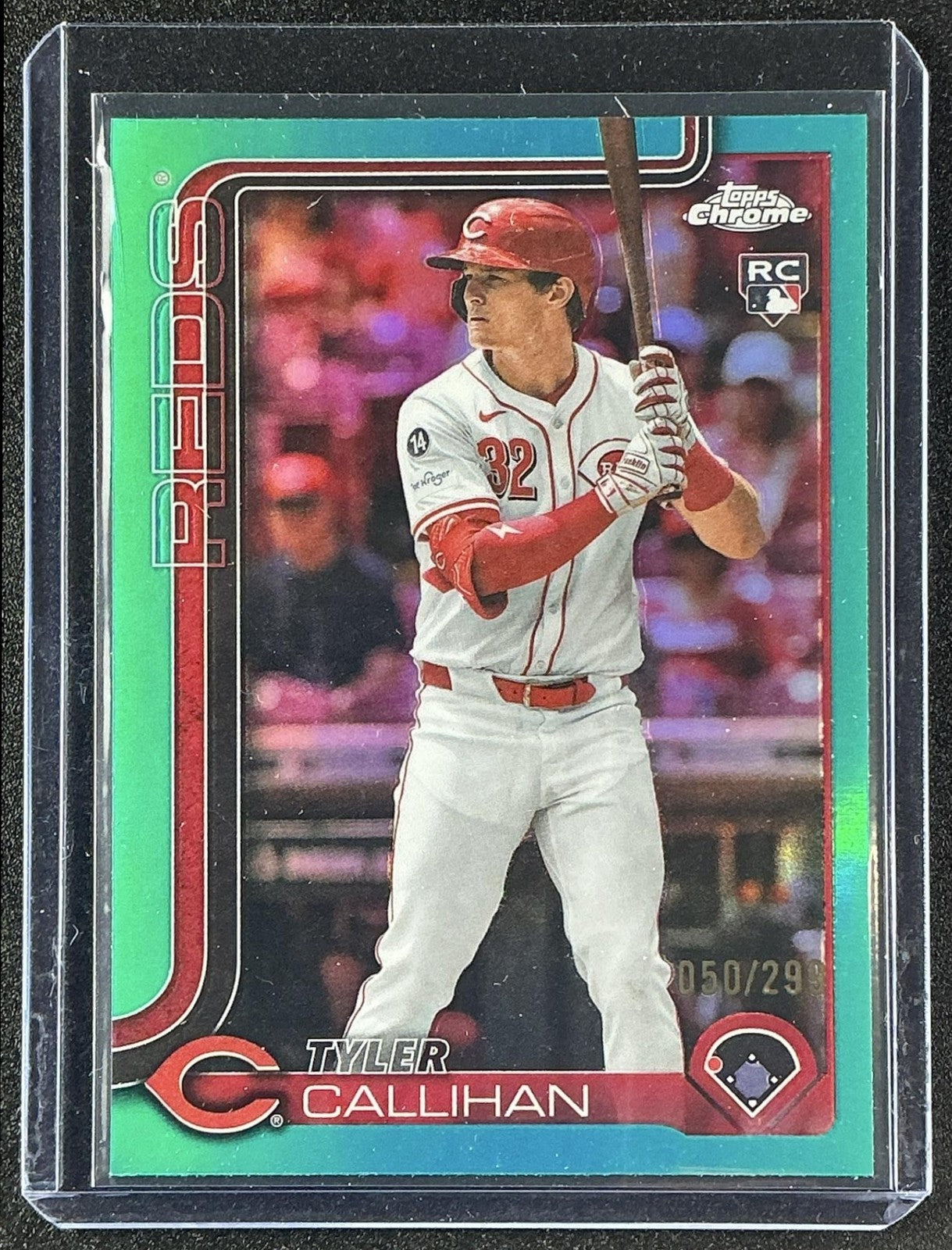 TYLER CALLIHAN 2025 TOPPS CHROME UPDATE #USC156 TEAL REFRACTOR 50/299 RC REDS