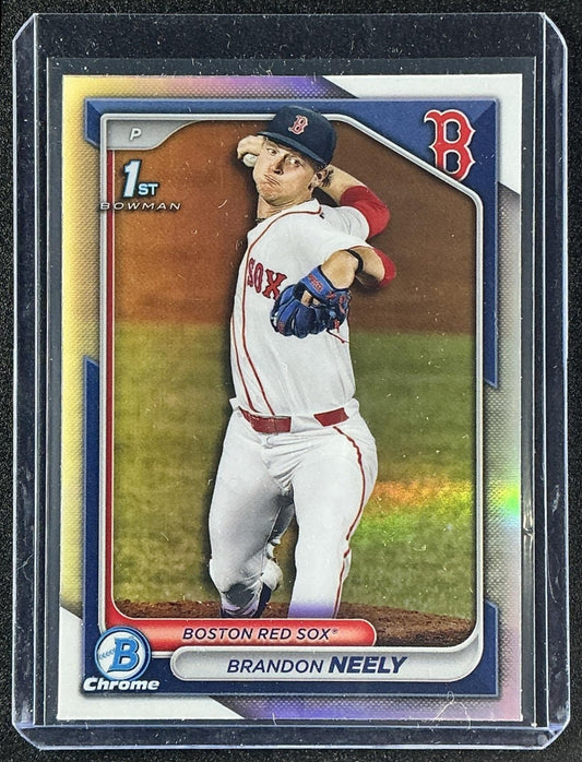 BRANDON NEELY 2024 BOWMAN DRAFT #BDC-122 CHROME REFRACTOR 1ST PROSPECT RED SOX
