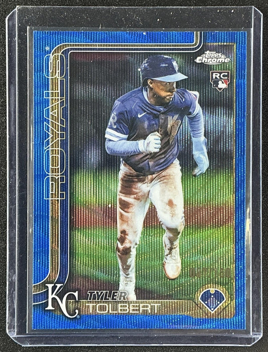 TYLER TOLBERT 2025 TOPPS CHROME UPDATE #USC98 BLUE WAVE REFRACTOR /150 RC ROYALS