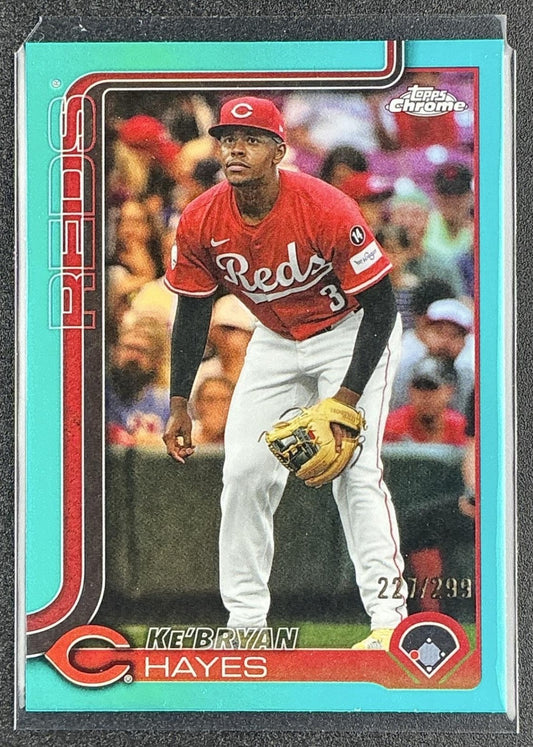 KE'BRYAN HAYES 2025 TOPPS CHROME UPDATE #USC13 TEAL REFRACTOR 227/299 REDS