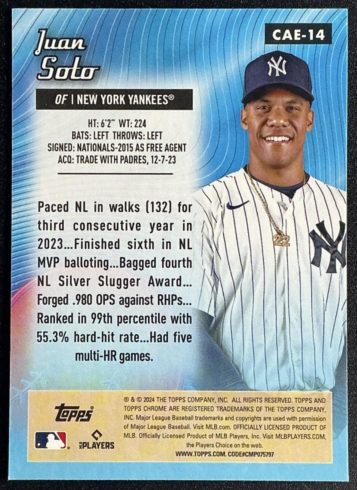 JUAN SOTO 2024 TOPPS CHROME #CAE-14 ALL ETCH YANKEES
