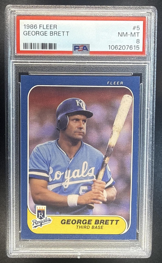 GEORGE BRETT 1986 FLEER #5 ROYALS PSA 8