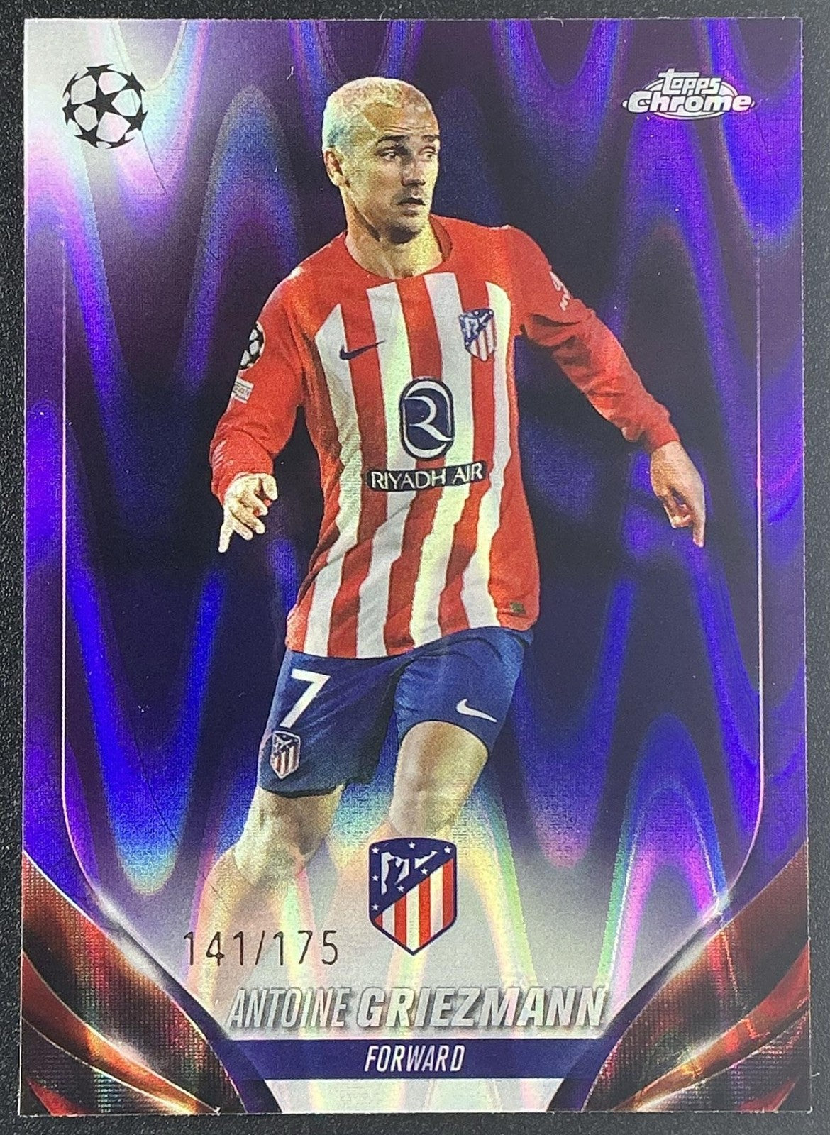 2023 Topps Chrome Antoine Griezmann #190 Purple Ray Wave Refractor /175