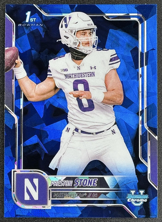 PRESTON STONE 2025 BOWMAN CHROME UNIVERSITY SAPPHIRE #198 1ST PROSPECT WILDCATS