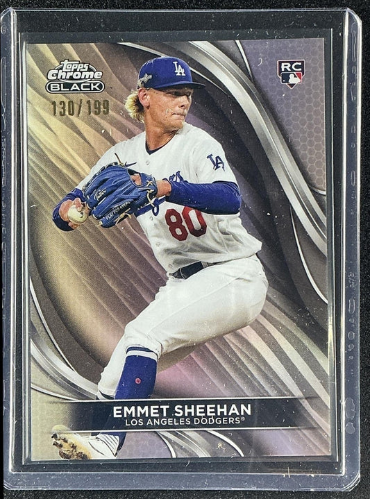 EMMET SHEEHAN 2024 TOPPS CHROME BLACK #9 REFRACTOR 130/199 RC DODGERS