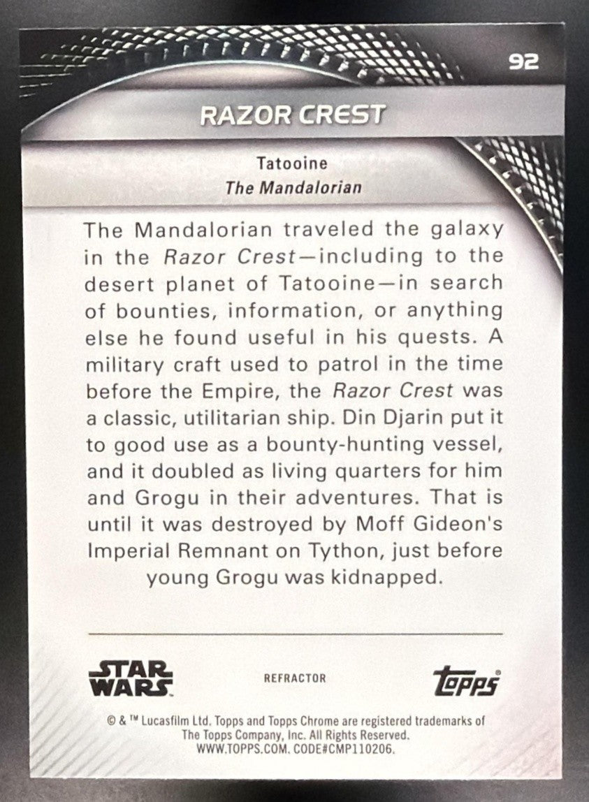 RAZOR CREST 2025 TOPPS STAR WARS HYPERSPACE #92 REFRACTOR