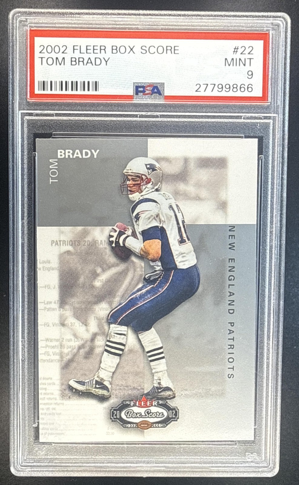 TOM BRADY 2002 FLEER BOX SCORE #22 PATRIOTS PSA 9