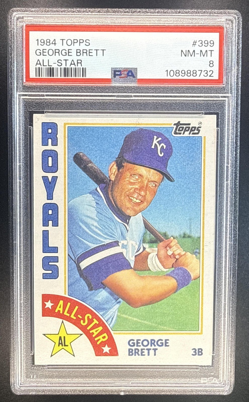 GEORGE BRETT 1984 TOPPS #399 ALL-STAR ROYALS PSA 8