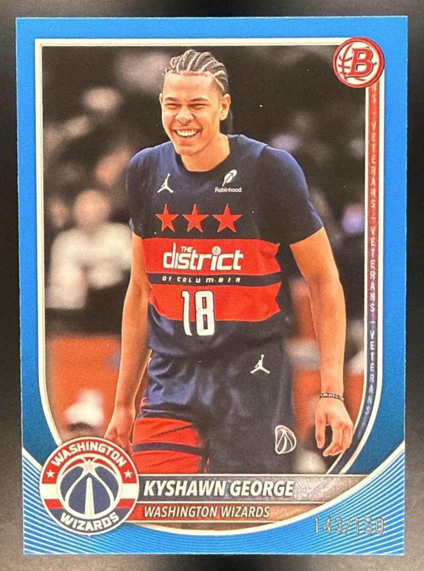 KYSHAWN GEORGE 2025-26 BOWMAN #177 BLUE BORDER 143/150 WIZARDS