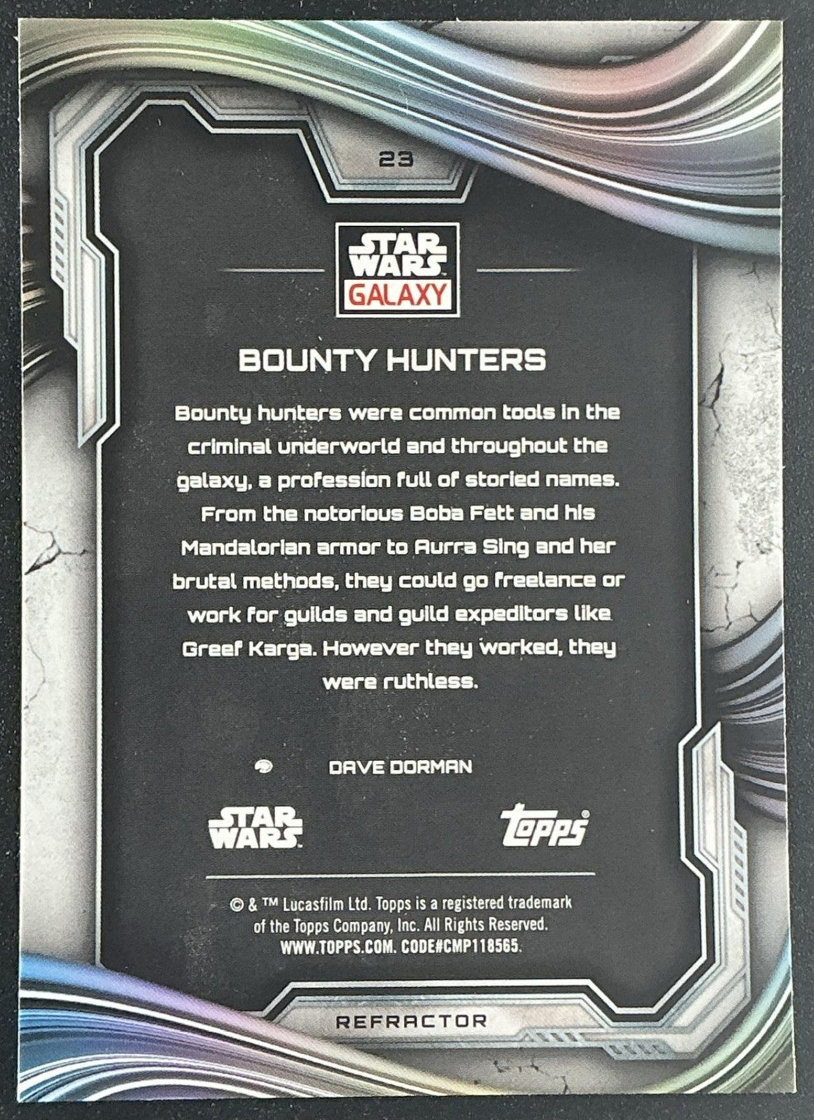 BOUNTY HUNTERS 2025 TOPPS CHROME STAR WARS GALAXY #23 REFRACTOR