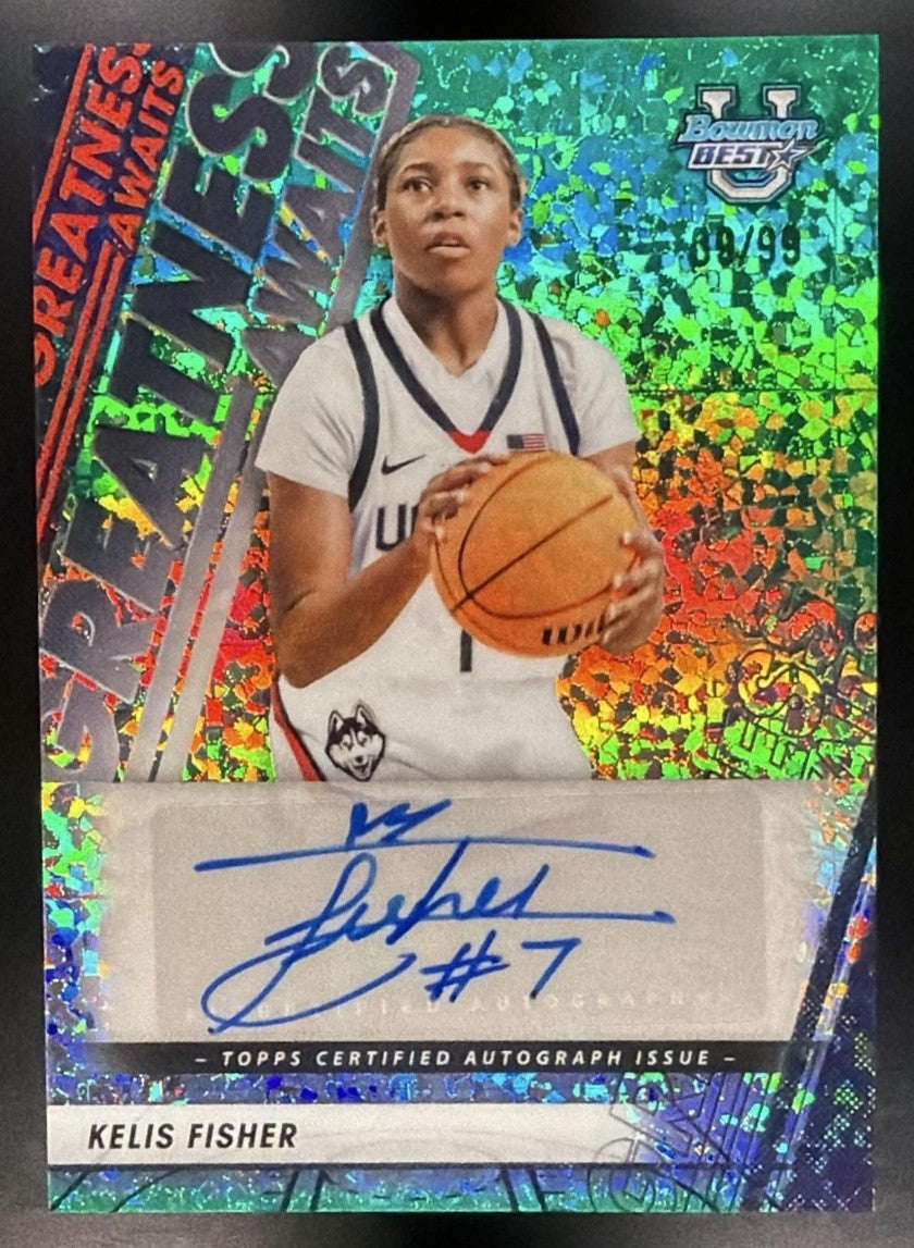 2025 Bowman Best University Kelis Fisher Auto Green Mini-Diamond /99