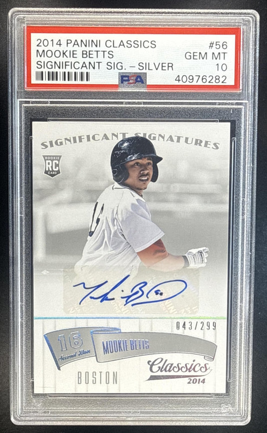 2014 Panini Classics Mookie Betts Significant Silver /299 Auto RC PSA 10
