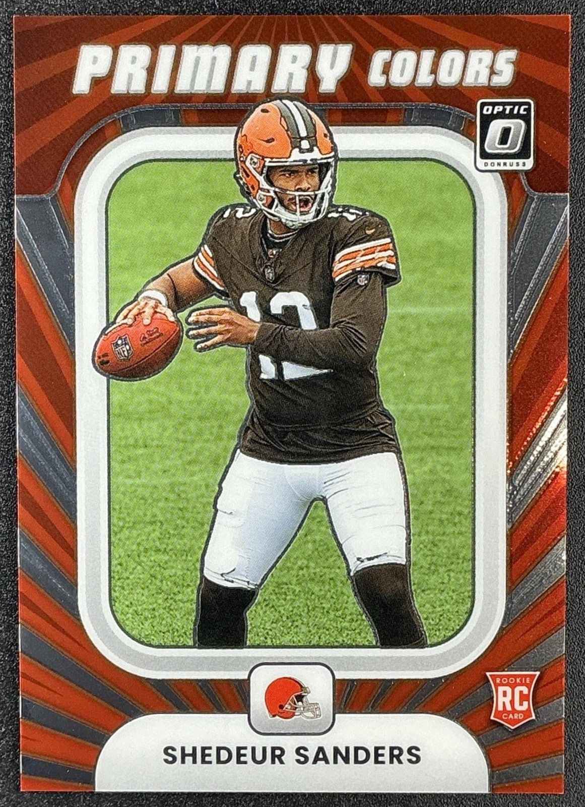 SHEDEUR SANDERS 2025 PANINI DONRUSS OPTIC #19 ROOKIE PRIMARY COLORS RC BROWNS