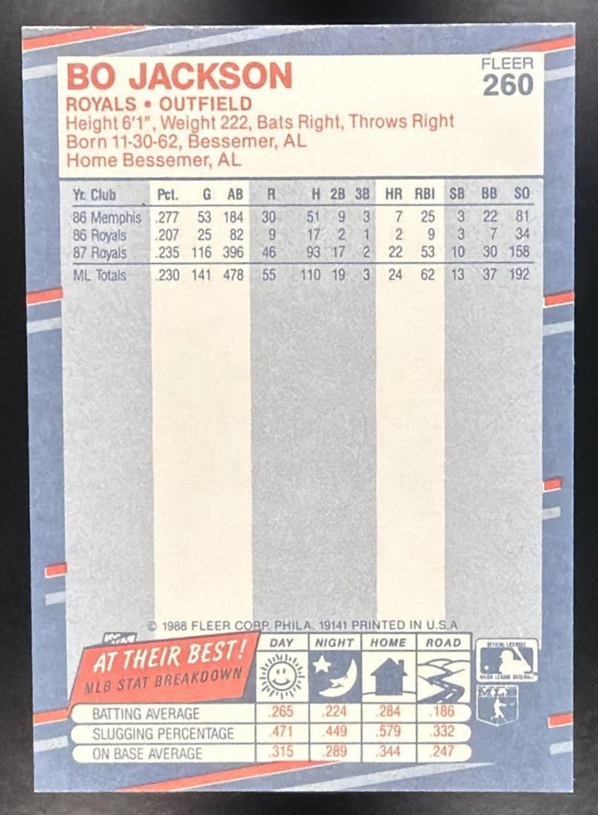 BO JACKSON 1988 FLEER #260 ROYALS