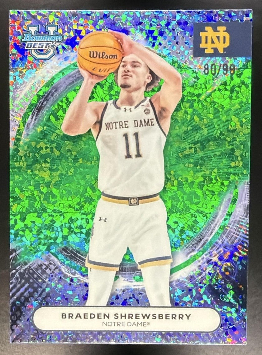 2025 Bowman Best University Braeden Shrewsberry #37 Green Mini-Diamond /99