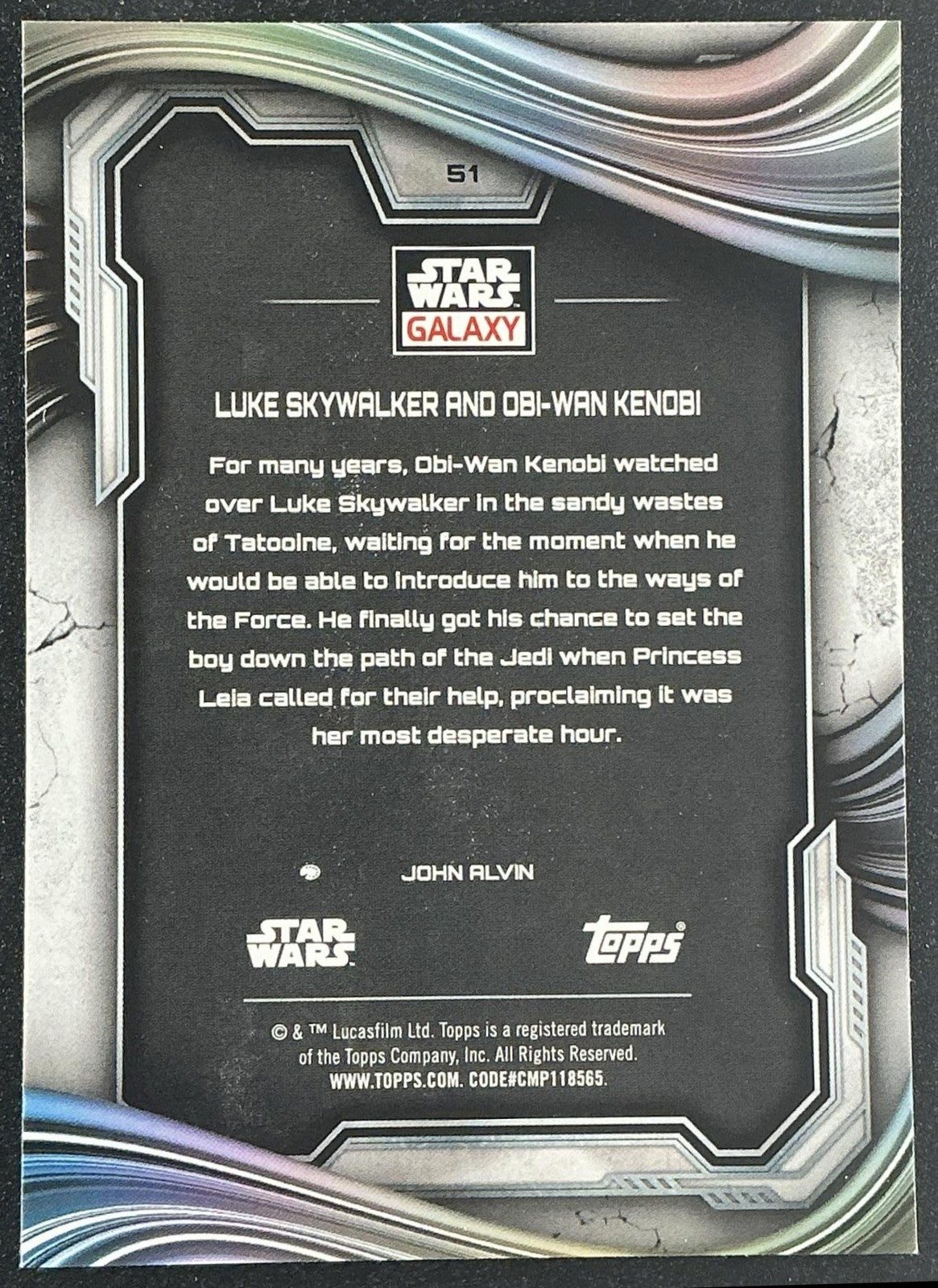 LUKE SKYWALKER AND OBI-WAN KENOBI 2025 TOPPS CHROME STAR WARS GALAXY #51
