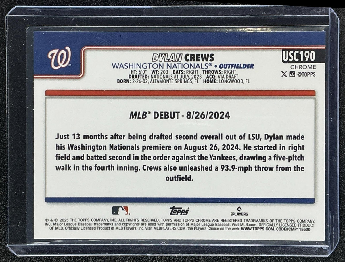 DYLAN CREWS 2025 TOPPS CHROME UPDATE #USC190 PRISM REFRACTOR RC NATIONALS