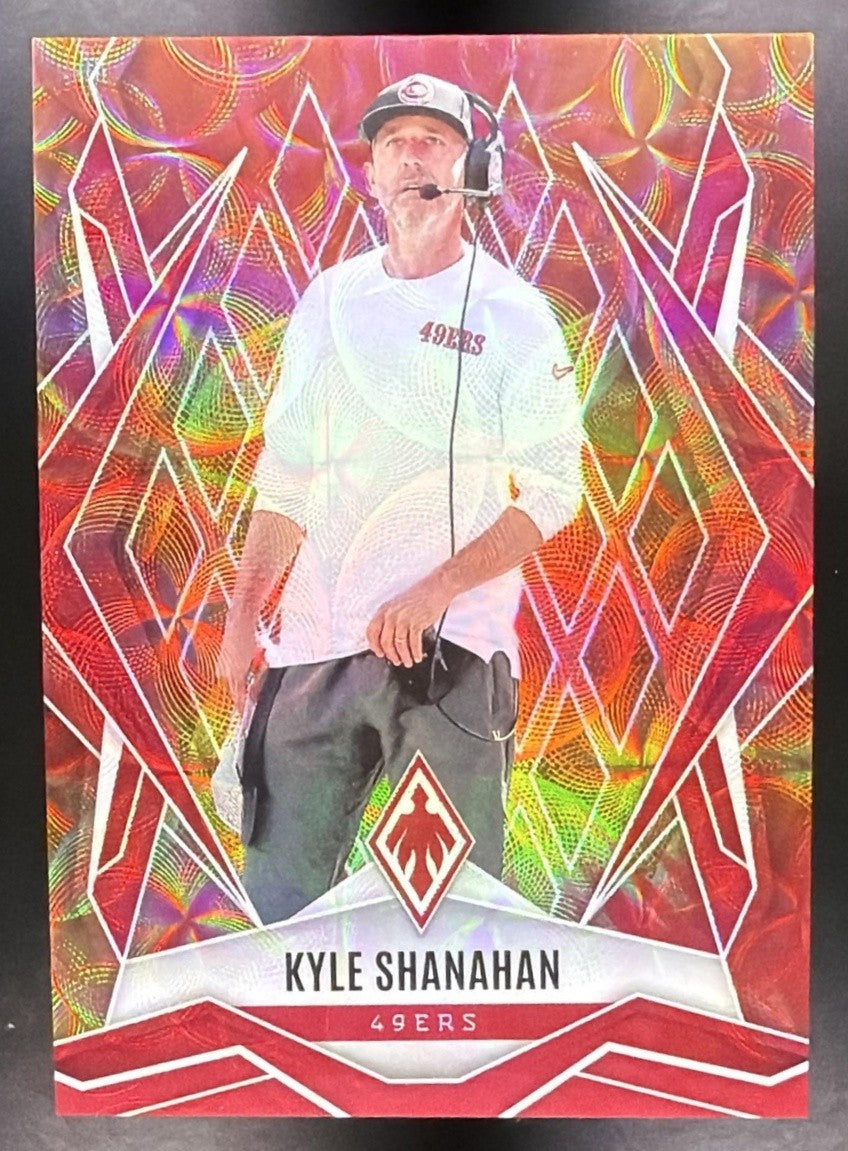 KYLE SHANAHAN 2025 PANINI PHOENIX FACTORY SET #120 FIREBURST /350 49ERS