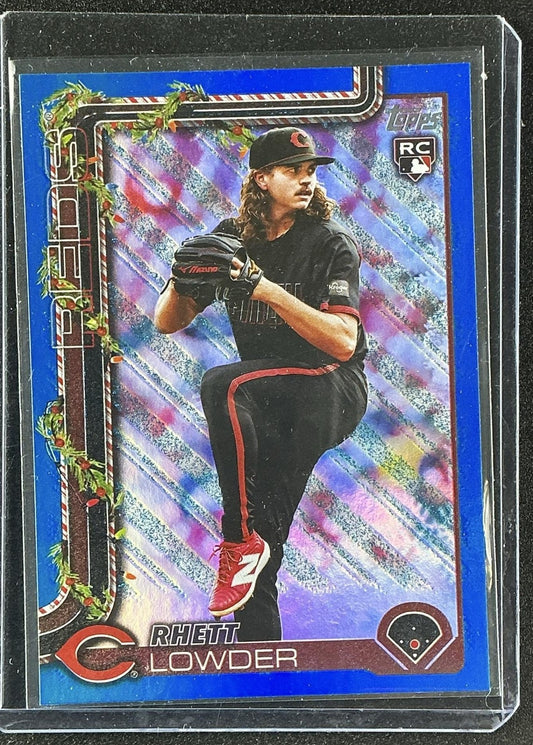 RHETT LOWDER 2025 TOPPS HOLIDAY #H104 BLUE METALLIC GLITTER RC REDS