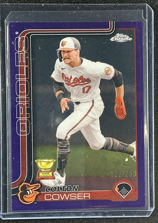 COLTON COWSER 2025 TOPPS CHROME #44 PURPLE REFRACTOR 128/250 ORIOLES