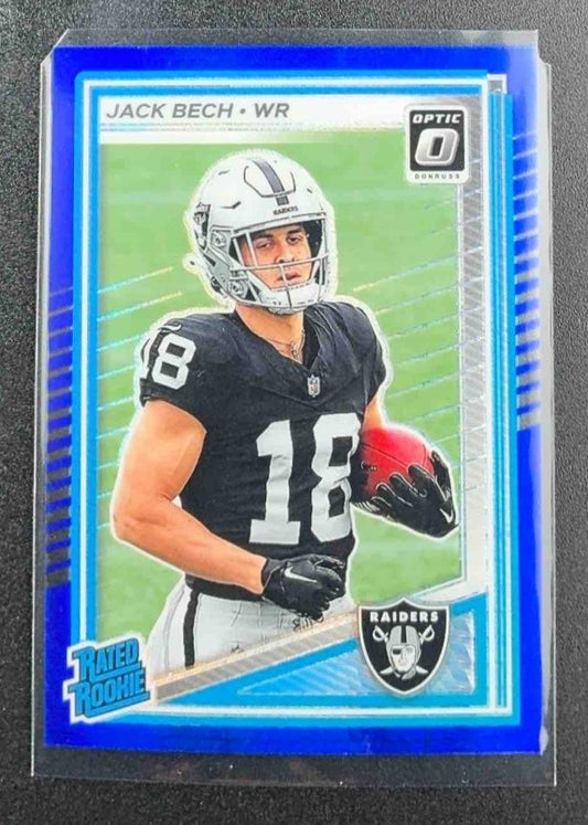 JACK BECH 2025 PANINI DONRUSS OPTIC #211 RATED ROOKIE BLUE HYPER PRIZM RAIDERS