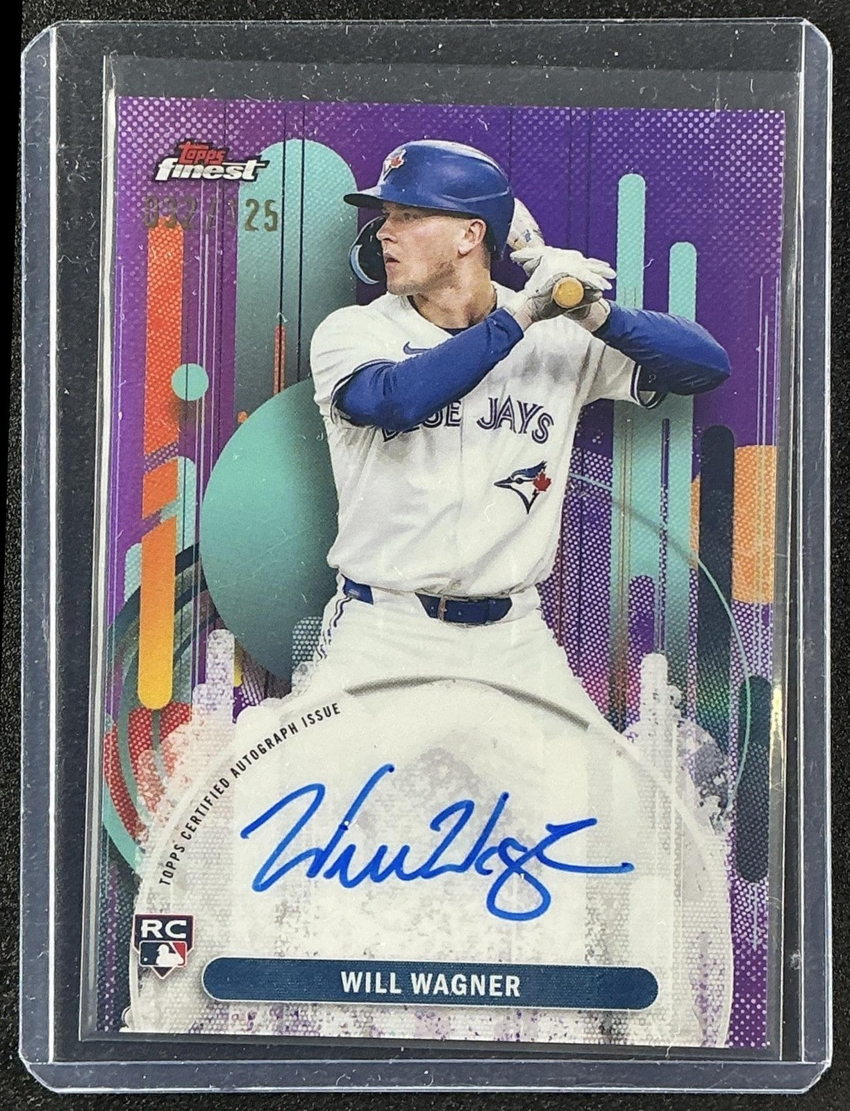 WILL WAGNER 2025 TOPPS FINEST #FA-WWA AUTO PURPLE REFRACTOR 7/125 RC BLUE JAYS