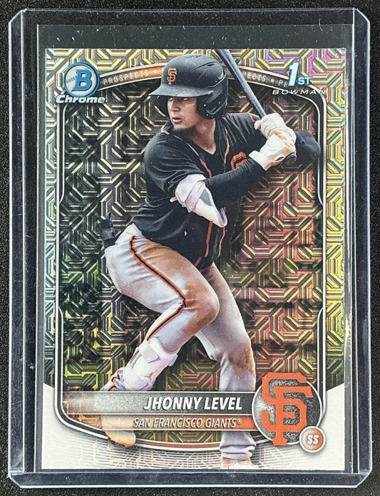 JHONNY LEVEL 2025 BOWMAN #BCP-147 CHROME MEGA BOX REFRACTOR 1ST PROSPECT GIANTS