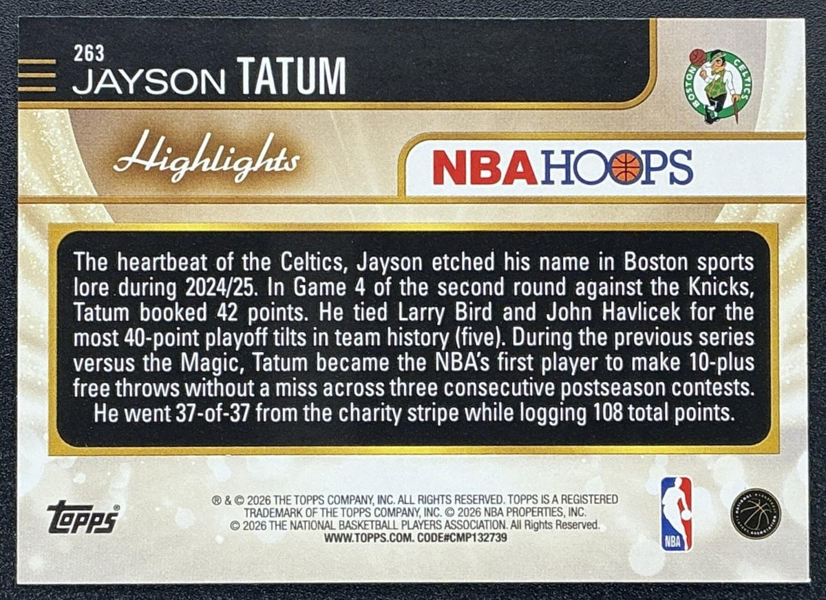 JAYSON TATUM 2025-26 TOPPS HOOPS #263 RAINBOW FOIL SEASON HIGHLIGHT CELTICS