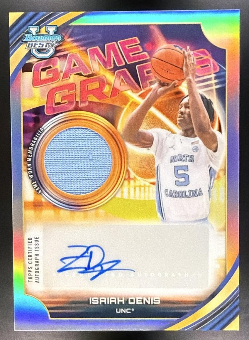 2025 Bowman Best University Isaiah Denis #GG-ID Game Graphs MEM Auto