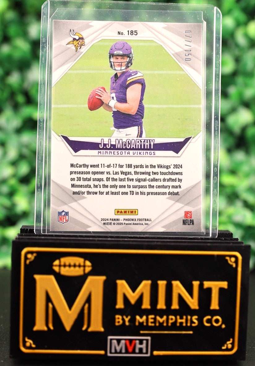 JJ McCarthy 2024 Panini Phoenix #185 NFL Shield RC Minnesota Vikings /150