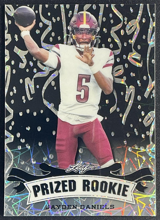 JAYDEN DANIELS 2024 LEAF PRIZED METAL ROOKIE BLACK 7/7 SSP RC BOOKEND COMMANDERS