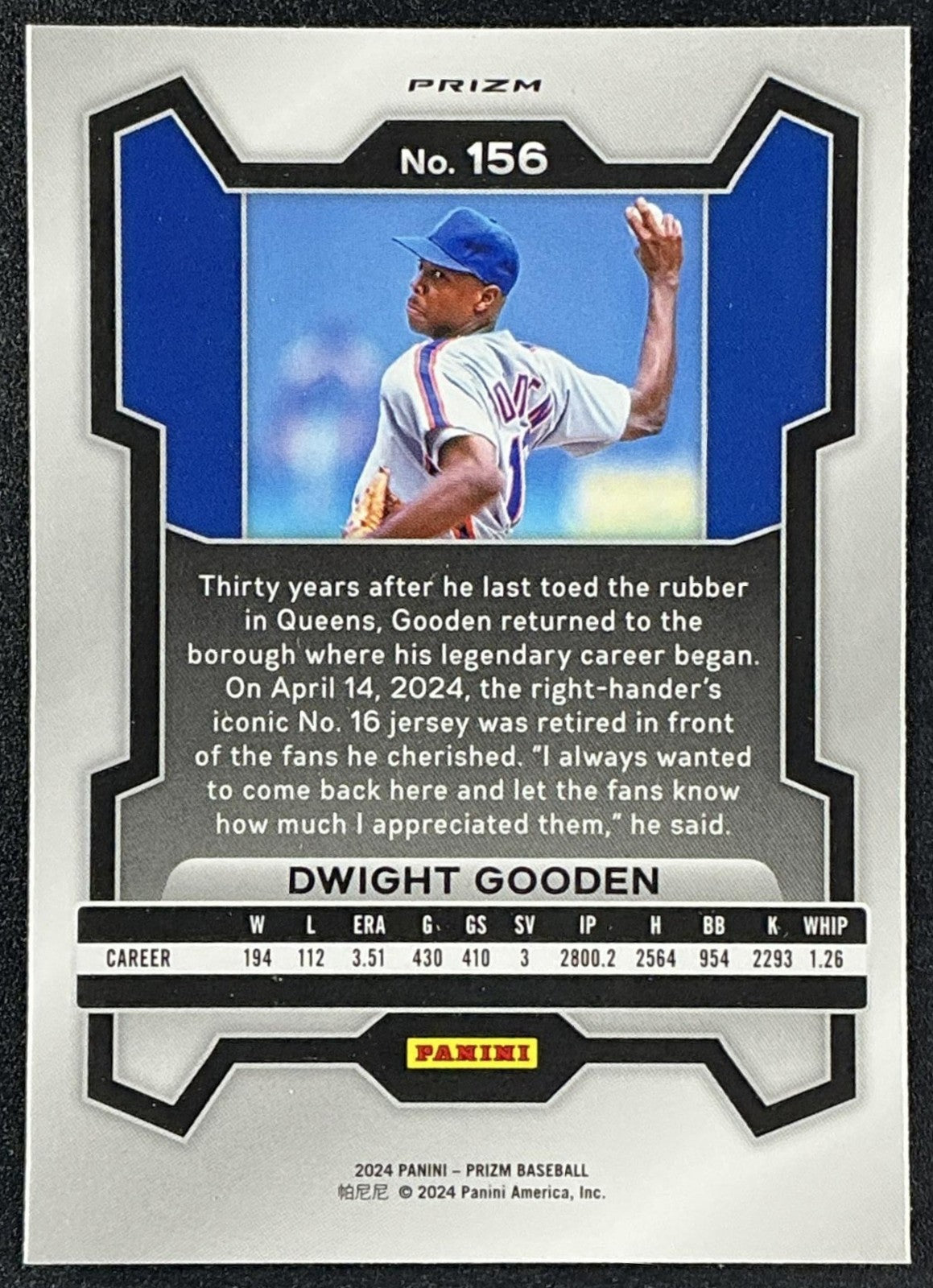 DWIGHT GOODEN 2024 PANINI PRIZM #156 GREEN METS