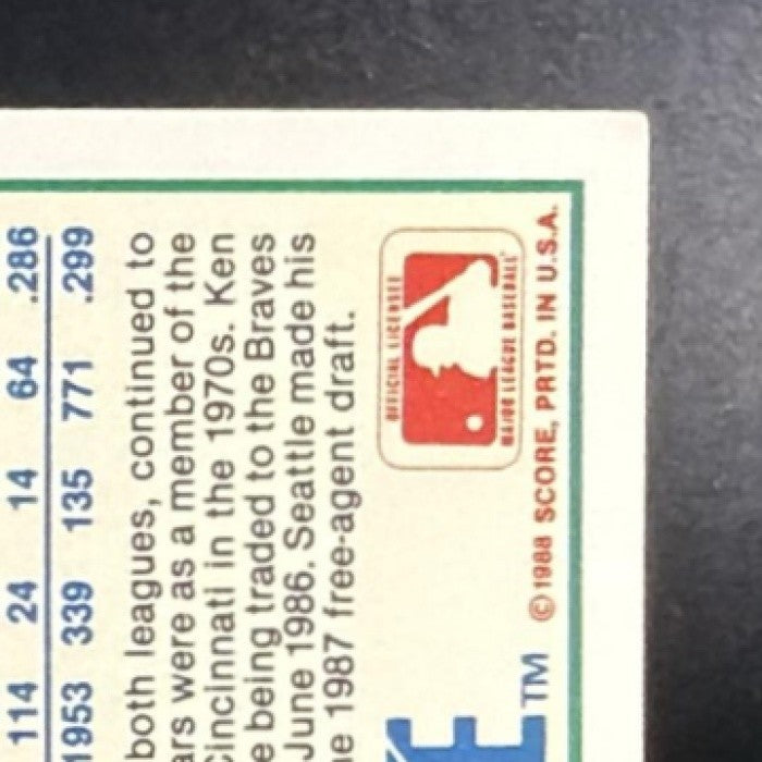 KEN GRIFFEY 1988 SCORE #390 BRAVES