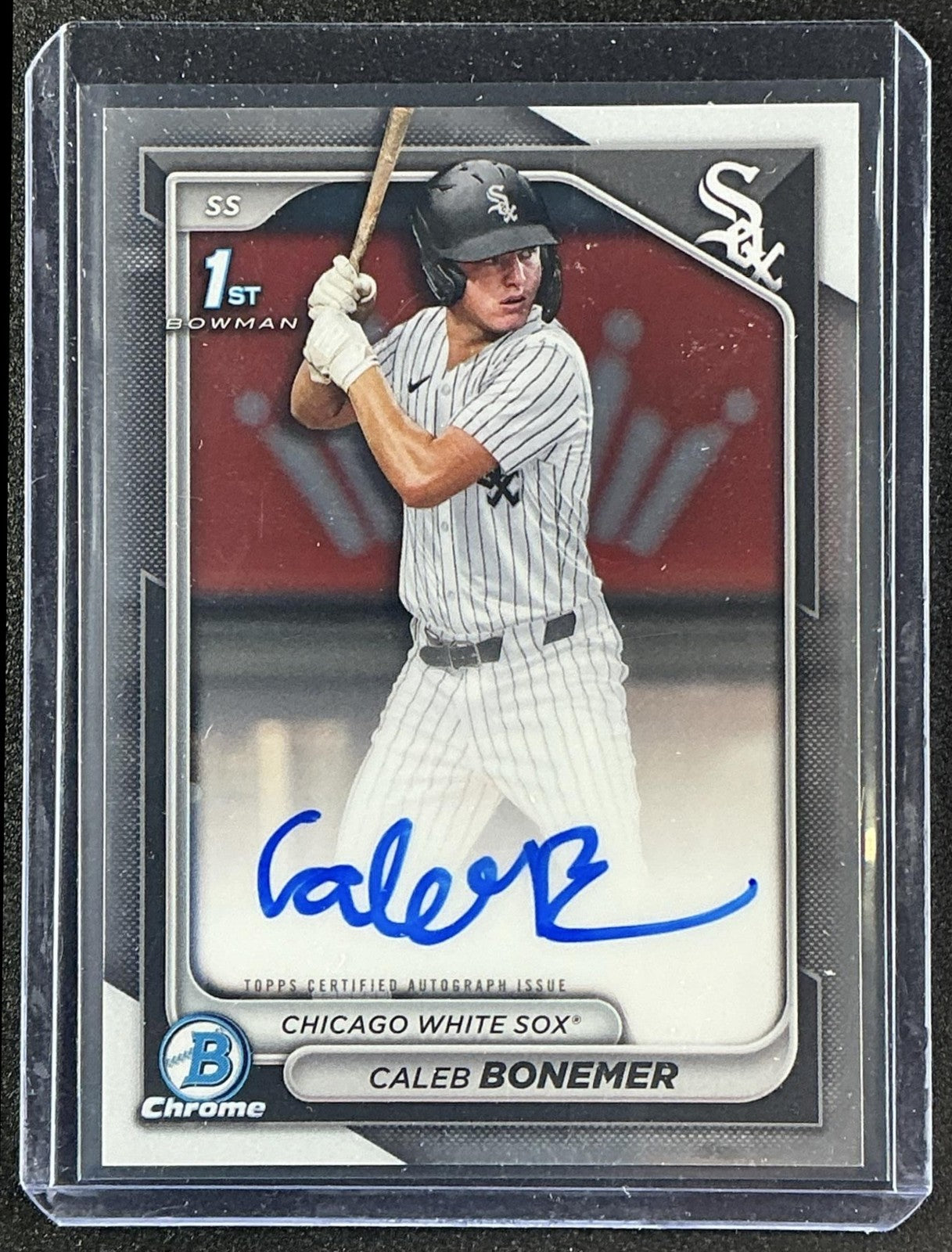 CALEB BONEMER 2024 BOWMAN DRAFT #CPA-CBO CHROME AUTO 1ST PROSPECT WHITE SOX